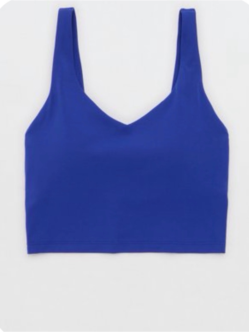 OFFLINE By Aerie Real Me Low Key Longline Sports Bra in Deep Cobalt.
